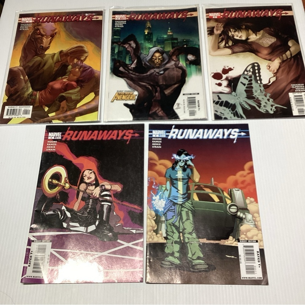 Comics Lot Of 5 Runaways Marvel 4(2) ,5,6,9 Multiple Years